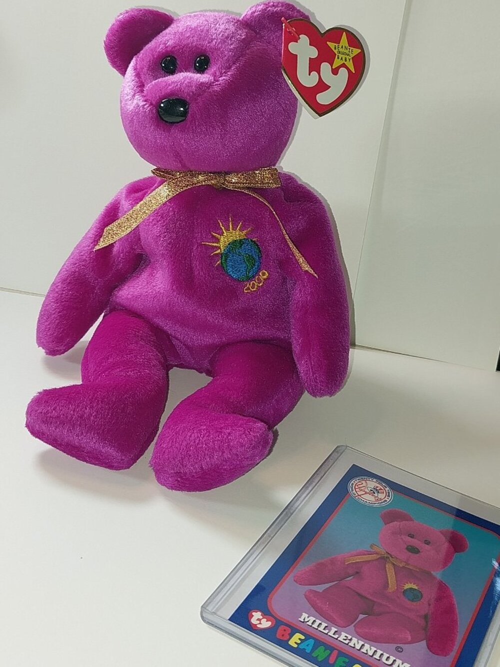 1999 NY Yankees Beanie Babies Day Millennium Bear & Numbered SGA Promo Card Set